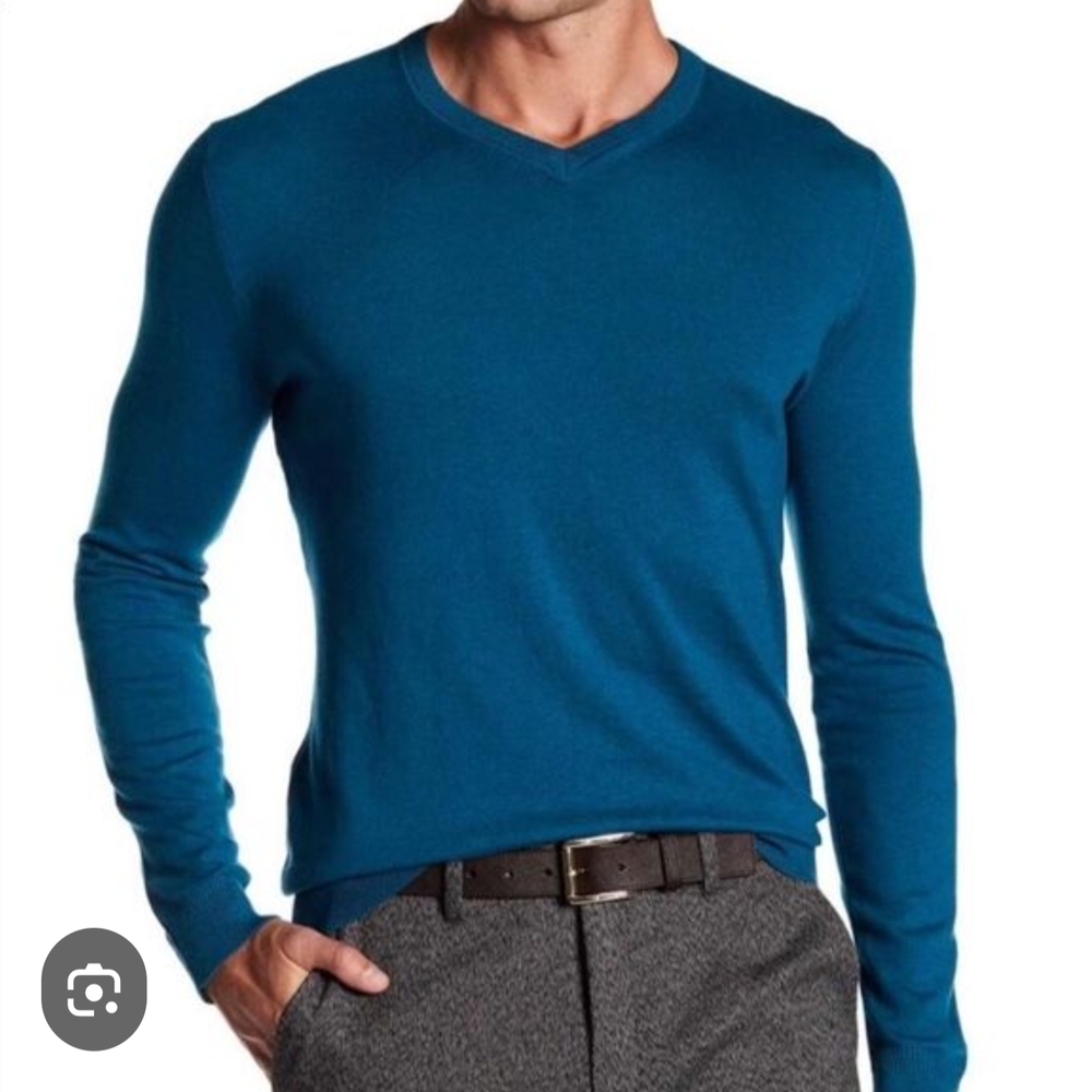 Men's Blue V-Neck Sweater